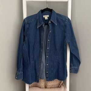 Eddie Bauer Fitted Blue Denim Shirt